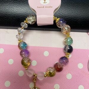 Colorful Beaded Bracelet with Charm